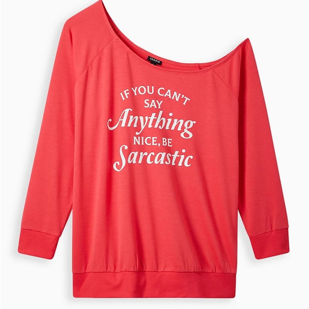 TORRID GRAPHIC CLASSIC FIT LT WEIGHT FRENCH TERRY OFF-SHOULDER SWEATSHIRT 3X NWT